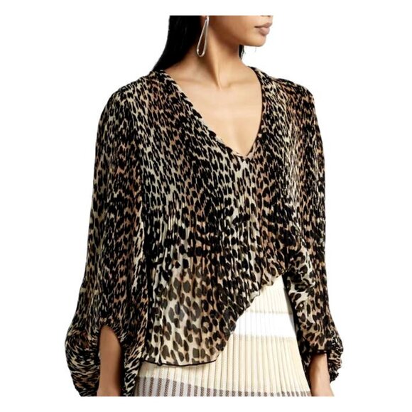 Ganni Tops - GANNI Pleated Animal Print Blouse Size Small/X-Small